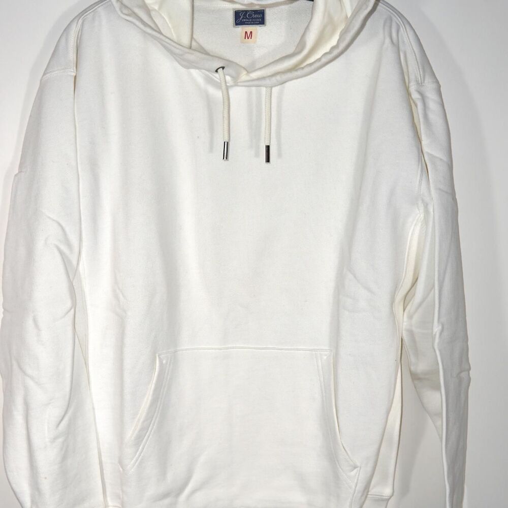 J. Crew Men's White French Terry Cotton Hoodie Medium